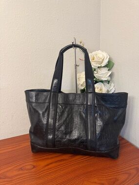 Black Embossed Tote Bag - Women's Shoulder Shopper